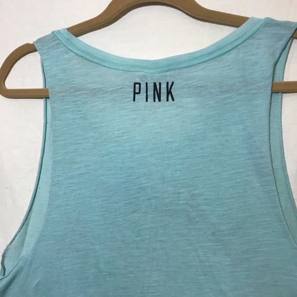 Victoria’s Secret PINK Blue & Black I’ll Workout Tomorrow Graphic Tank Top M GUC - Picture 4 of 6